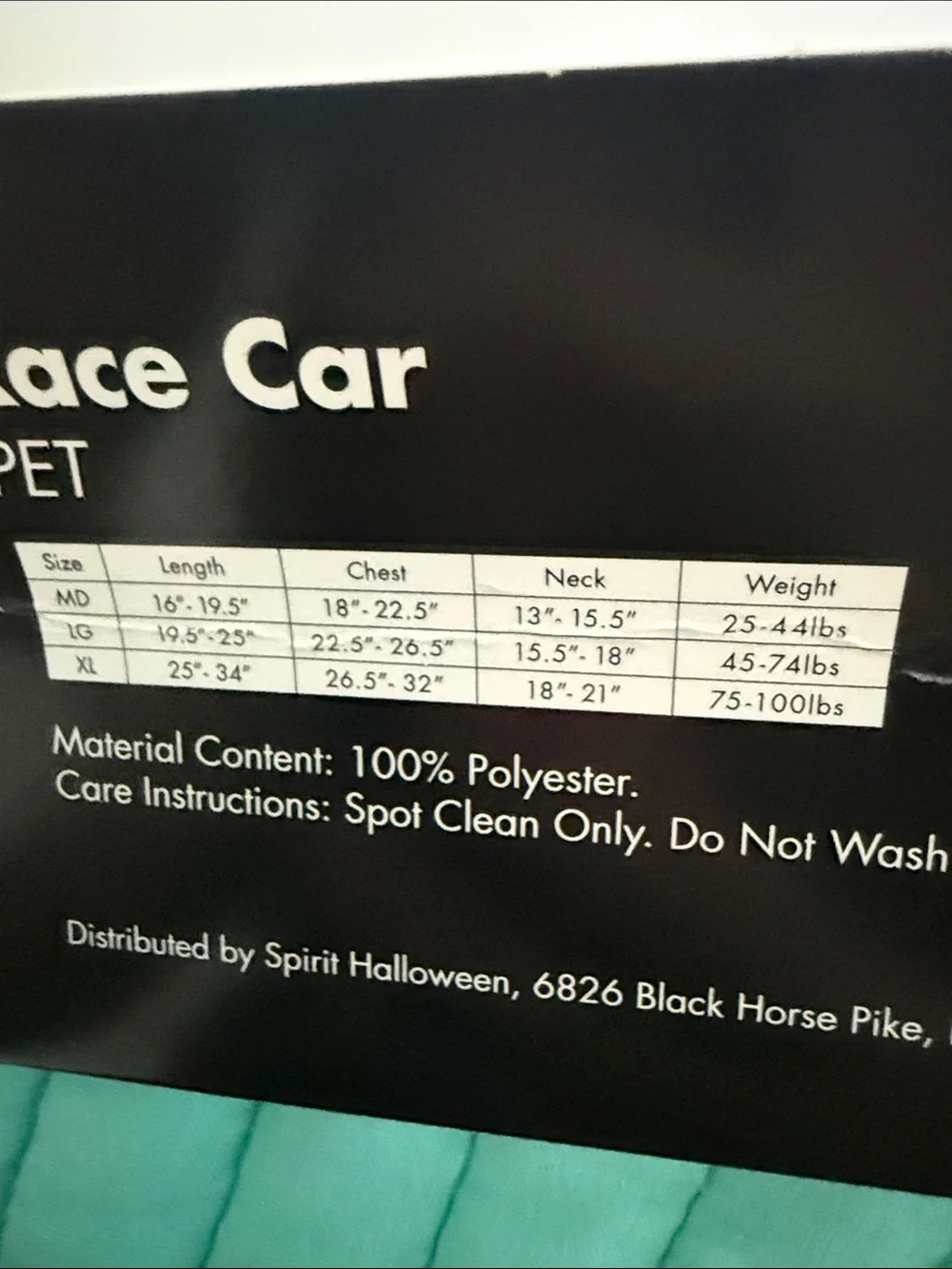 Spirit Blue Race Car Dog Costume (medium)